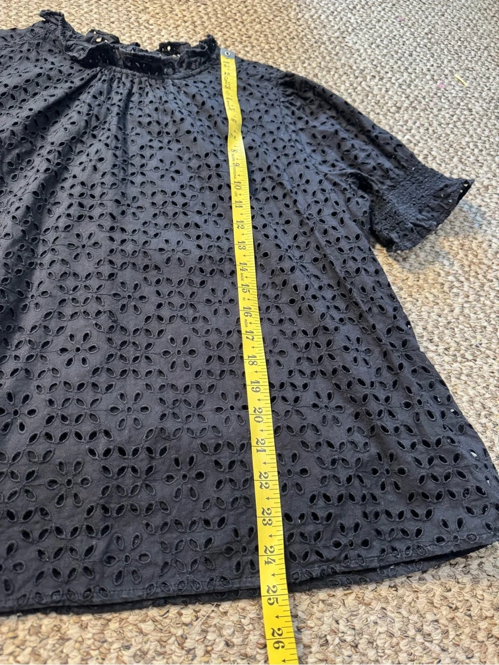 J. Crew Smocked Puff-Sleeve Top in Eyelet size XL